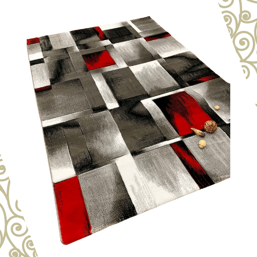 Tempo Silver Red Square Design Thick Quality Modern Carved, 50% OFF