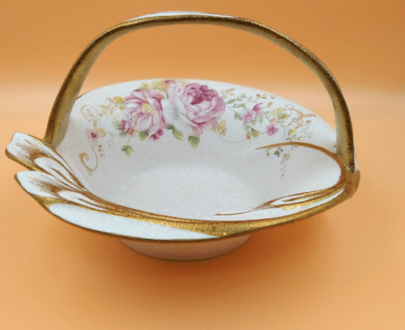 bon bon dish, flower hand painted serveware