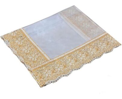 Pvc transparent table cover with golden or silver lace by home culture