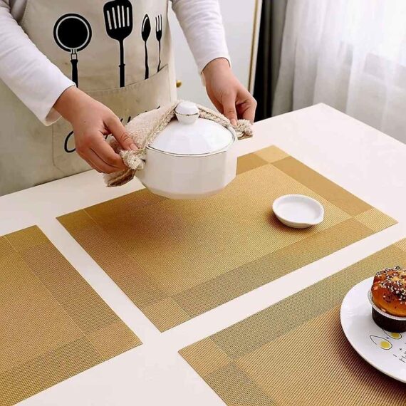 Pvc 6 pc heat resistant dining table mat by home culture