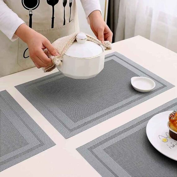 Pvc 6 pc heat resistant dining table mat by home culture